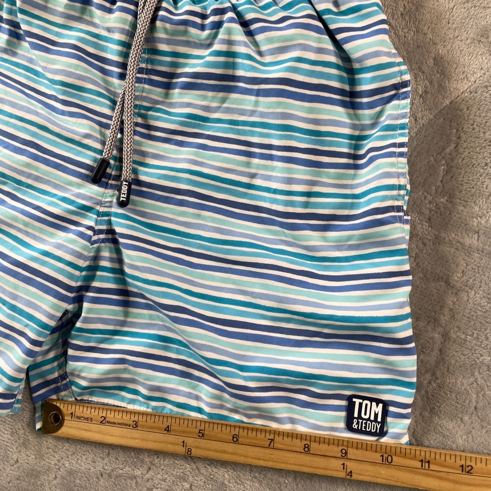 Tom & Teddy Swim Trunks Mens S Blue Stripped‎ Quick Dry Lined Beach Resort - Picture 6 of 10